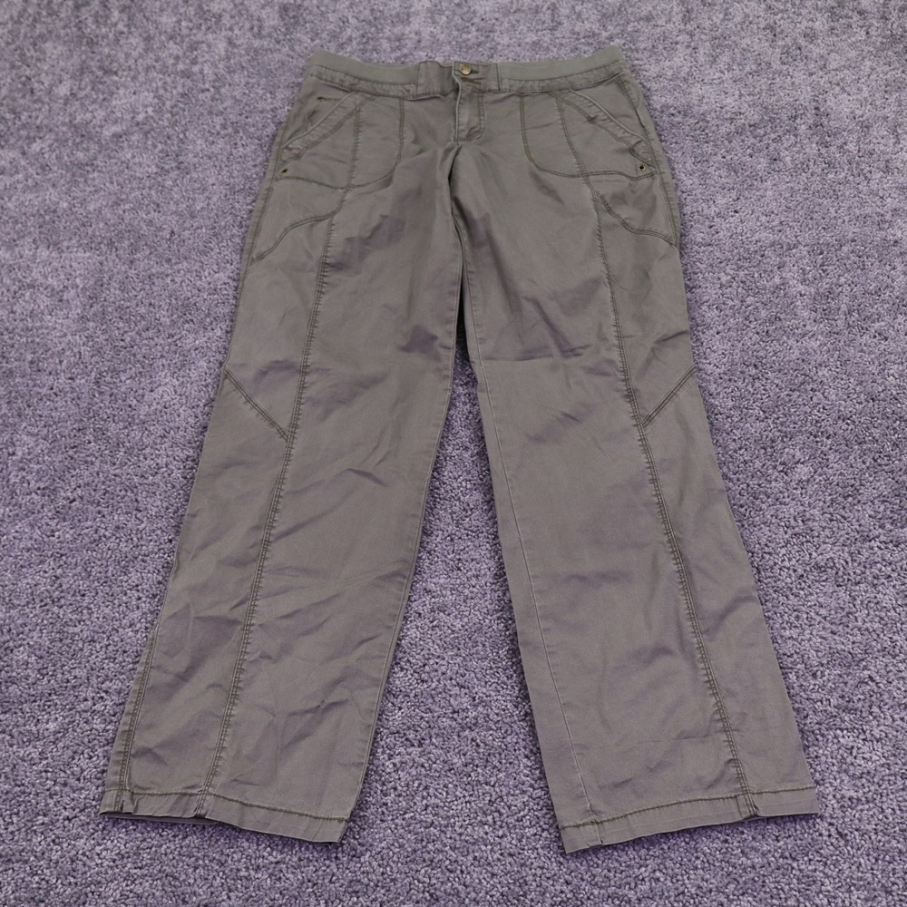 Natural Reflections Pants Womens 10 Green Straight Leg Stretch Cotton Casual
